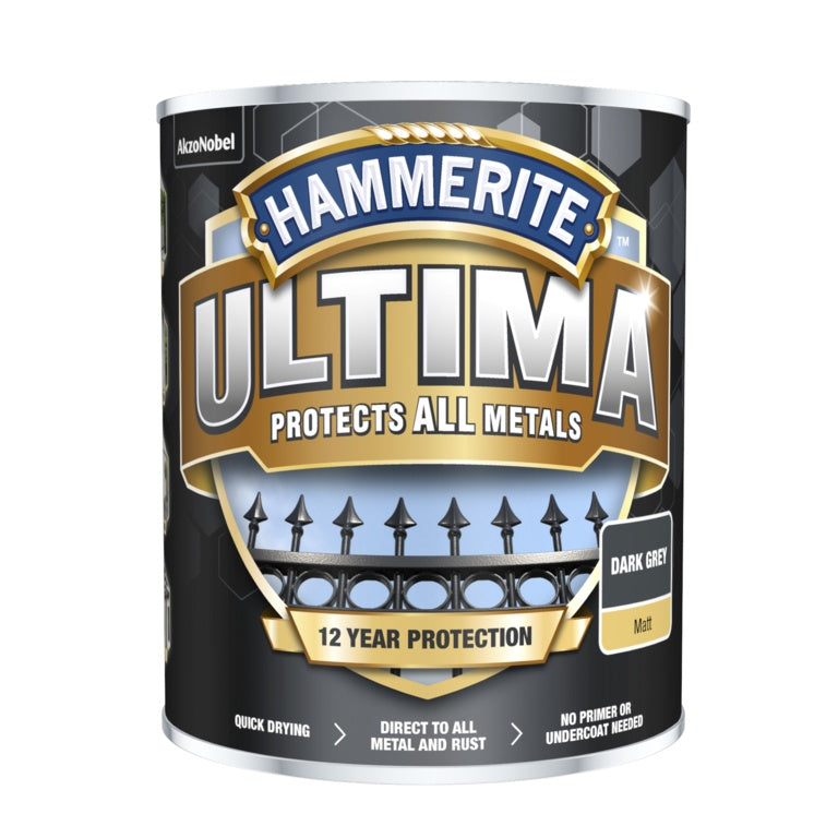 AMK® Hammerite Ultima Matt All Metal Paint 750ml Dark Grey