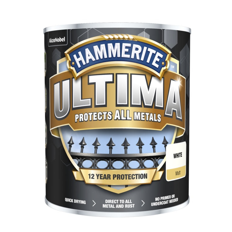 AMK® Hammerite Ultima Matt All Metal Paint 750ml White