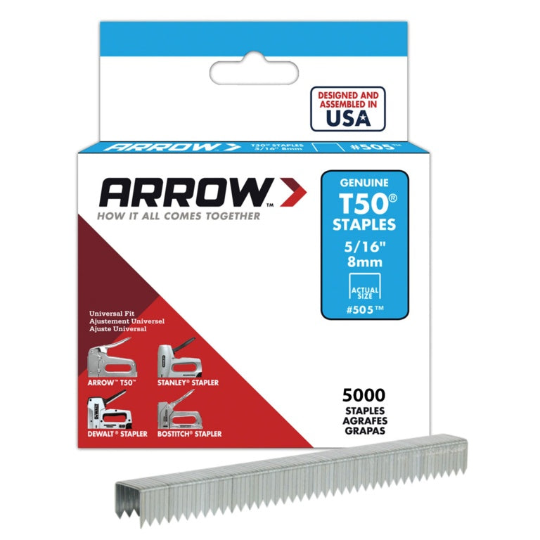 AMK® Arrow T50 Staples 8mm 5/16" Box 5000