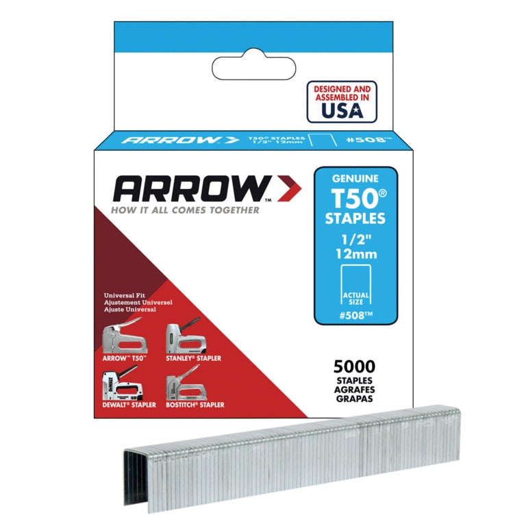 AMK® Arrow T50 Staples 12mm 1/2" Box 5000