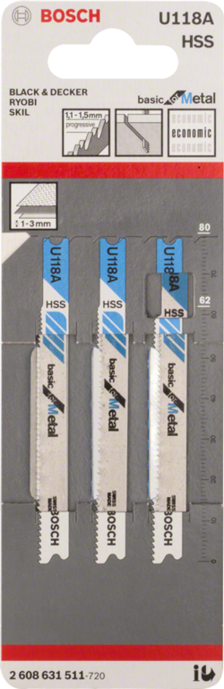 AMK® Bosch U118A Jigsaw Blade Basic Metal Pack 3