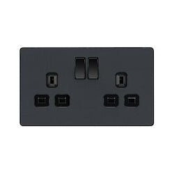 AMK® BG 13a 2 Gang Plastic Switched Socket Matt Grey