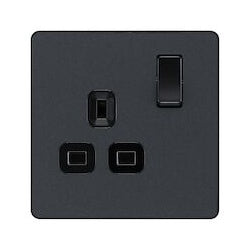 AMK® BG 13a 1 Gang Plastic Switched Socket Matt Grey