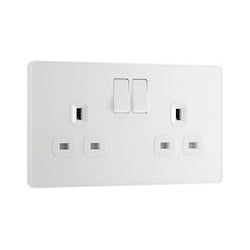 AMK® BG 13a 2 Gang Plastic Switched Socket Pearlescent White
