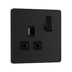 AMK® BG 13a 1 Gang Plastic Switched Socket Matt Black