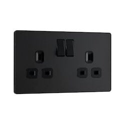 AMK® BG 13a 2 Gang Plastic Switched Socket Matt Black