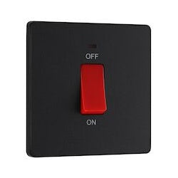 AMK® BG 45a Double Pole Plastic Square Cooker Switch With LED Matt Black