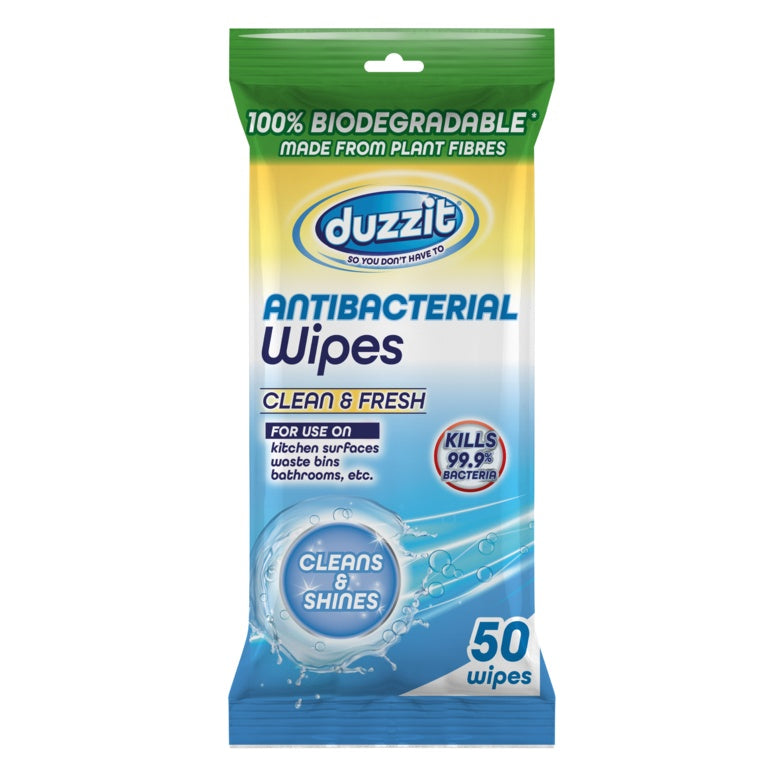 AMK® Duzzit Biodegradable Anti Bacterial Wipes Clean & Fresh / 50 Pack