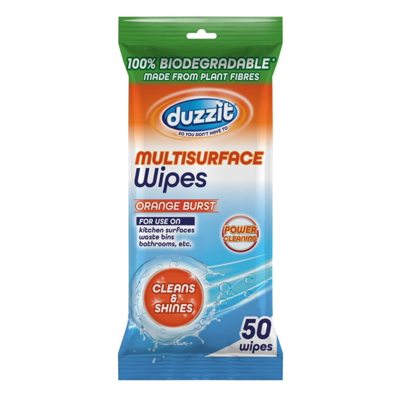 AMK® Duzzit Biodegradable Multi Surface Wipes Orange Burst / 50 Pack