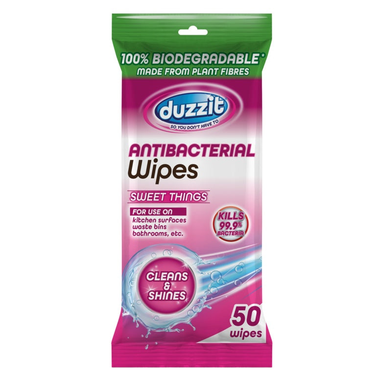 AMK® Duzzit Biodegradable Anti Bacterial Wipes Sweet Thing / 50 Pack