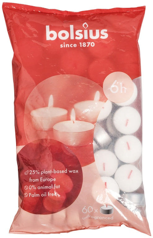 AMK® Bolsius Tea Light White Pack Of 60