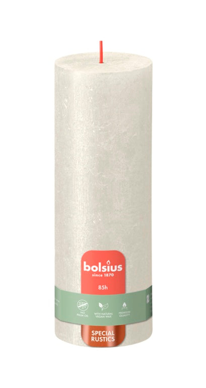 AMK® Bolsius Pillar Candle Shimmer Ivory 190mm x 68mm