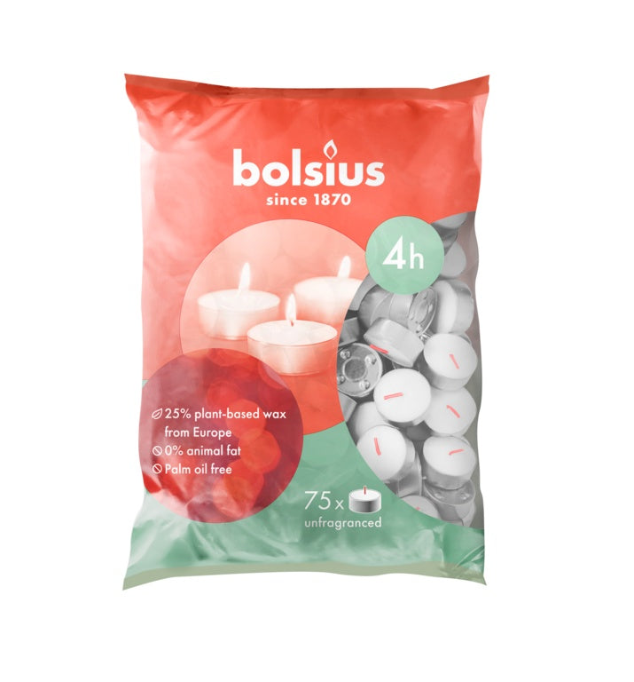 AMK® Bolsius Tea Light White Bag Of 75