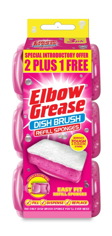 AMK® Elbow Grease Pink Dish Brush Refill 3 Pack