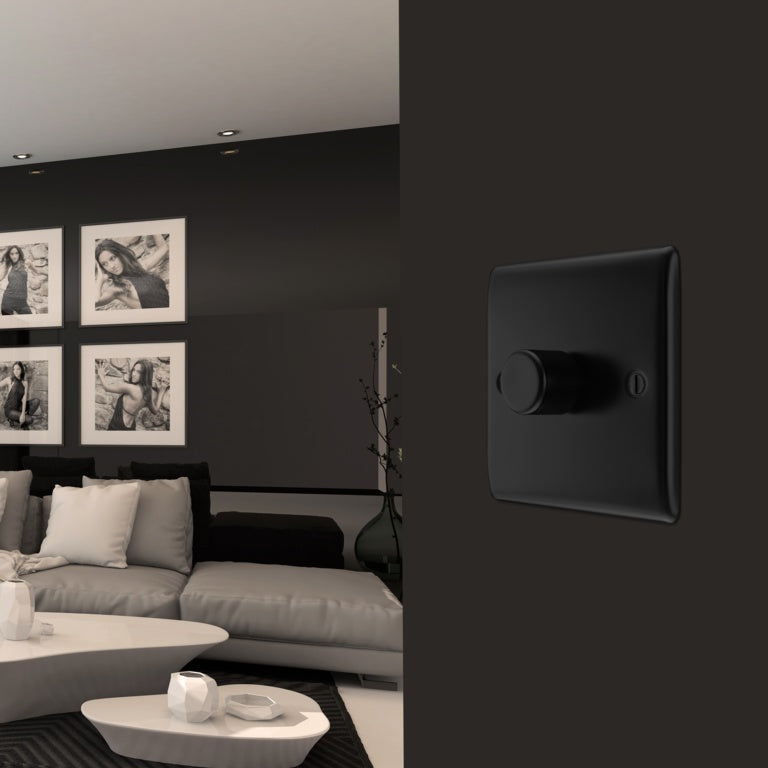 AMK® BG Single Dimmer Switch 200w Matt Black