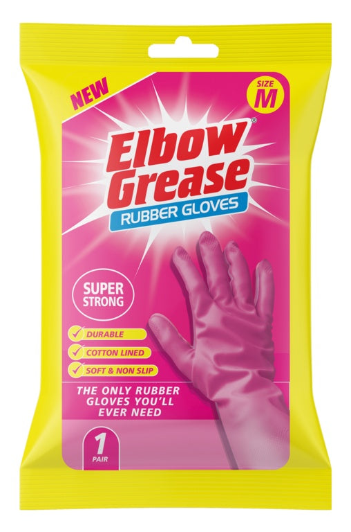 AMK® Elbow Grease Pink Super Strong Rubber Gloves Medium