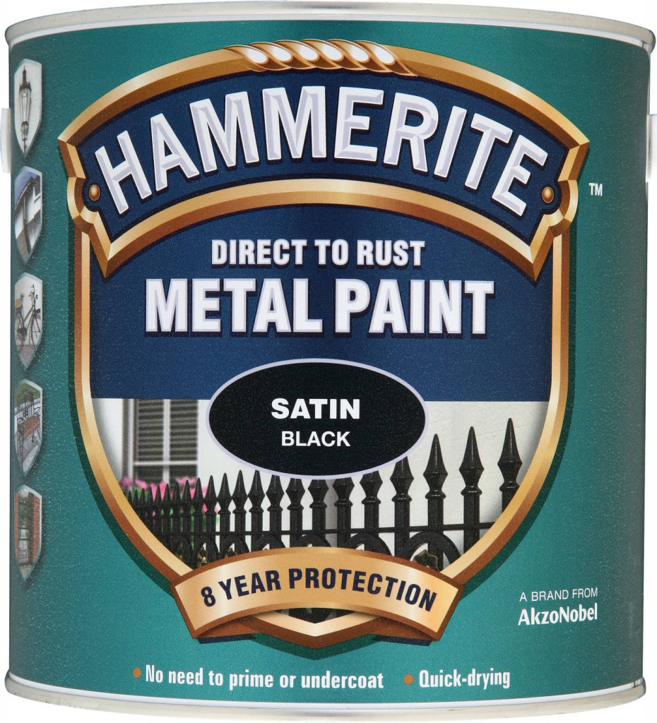 AMK® Hammerite Metal Paint Satin 2.5L Black