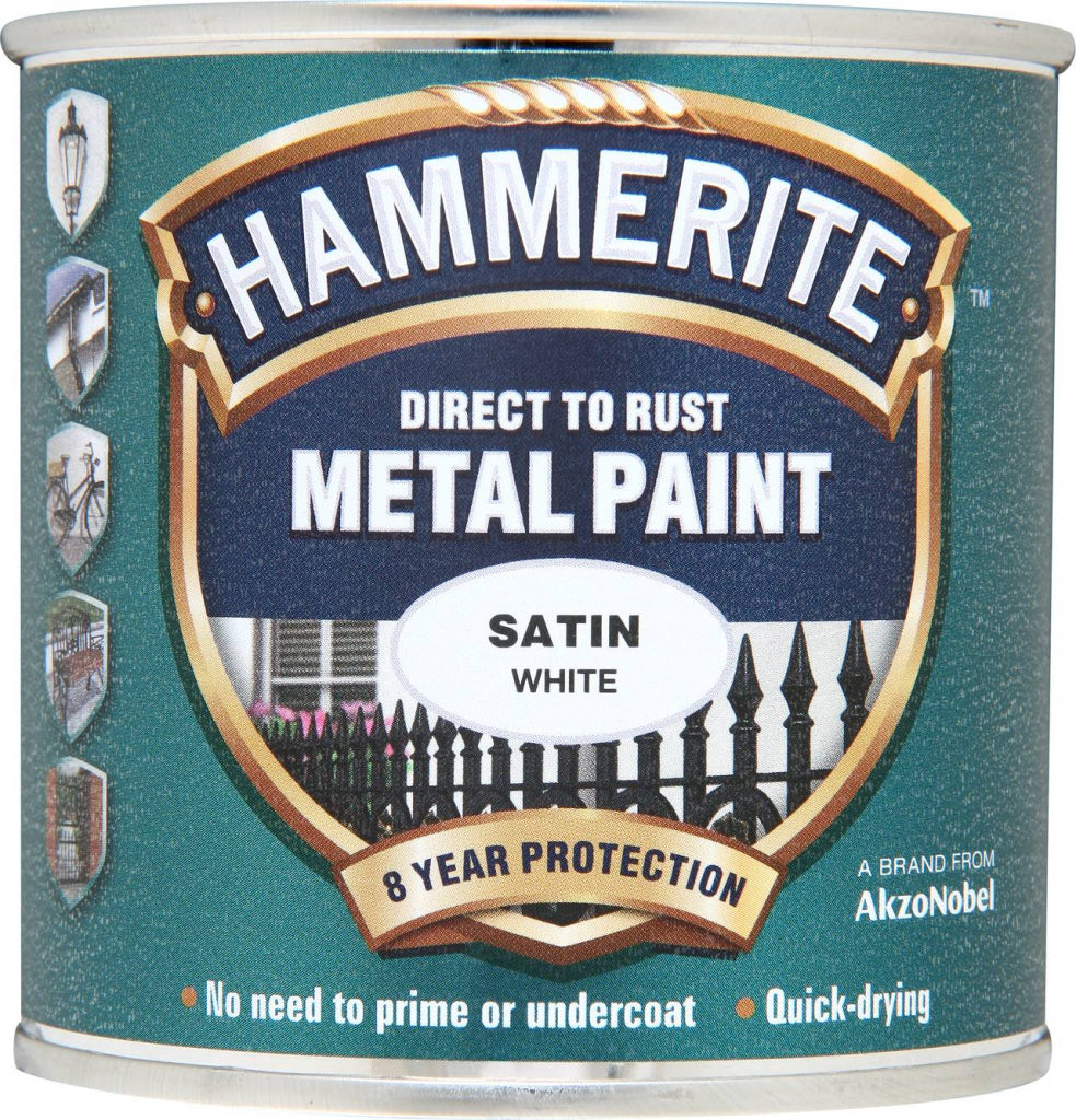 AMK® Hammerite Metal Paint Satin 250ml White