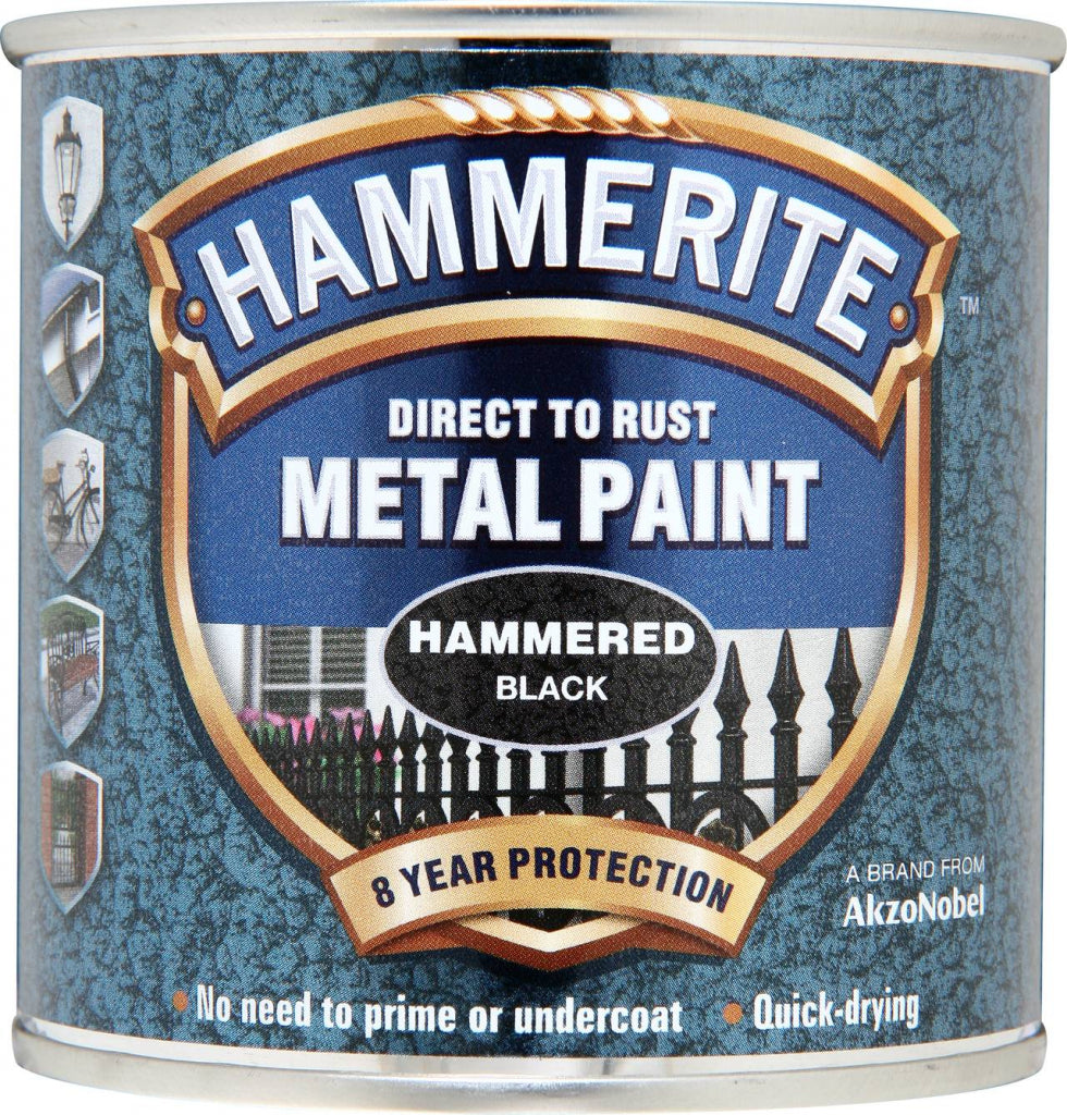 AMK® Hammerite Metal Paint Hammered 250ml Black