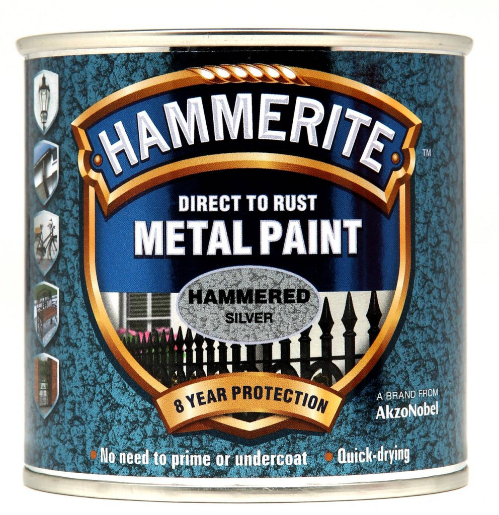 AMK® Hammerite Metal Paint Hammered 250ml Silver