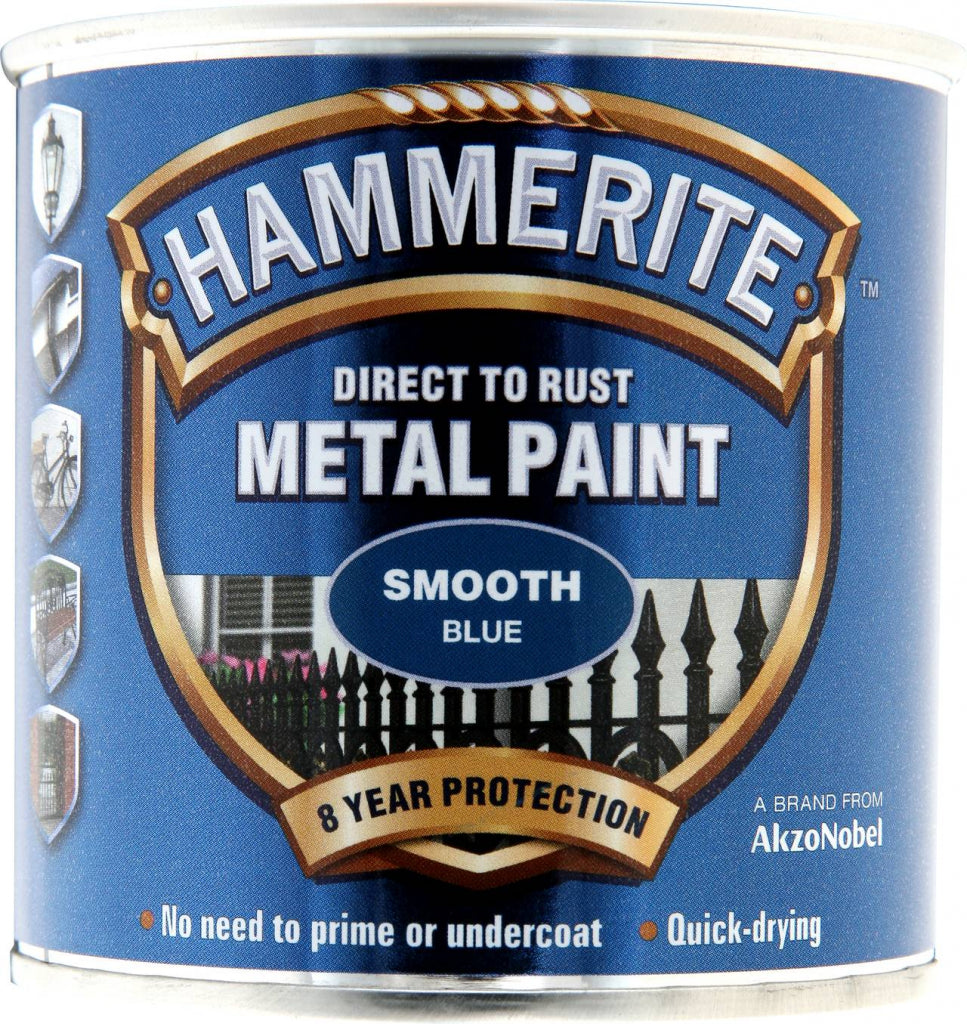 AMK® Hammerite Metal Paint Smooth 250ml Blue