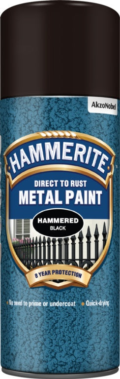 AMK® Hammerite Metal Paint 400ml Aerosol Hammered Black