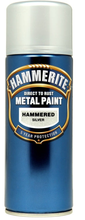 AMK® Hammerite Metal Paint 400ml Aerosol Hammered Silver