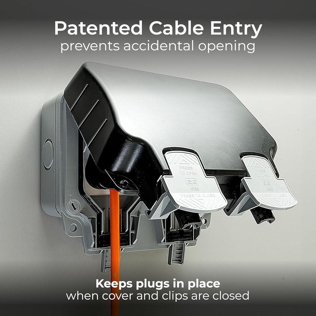 AMK® BG 2 Gang 13 Amp Switched Outdoor Socket IP66 DP