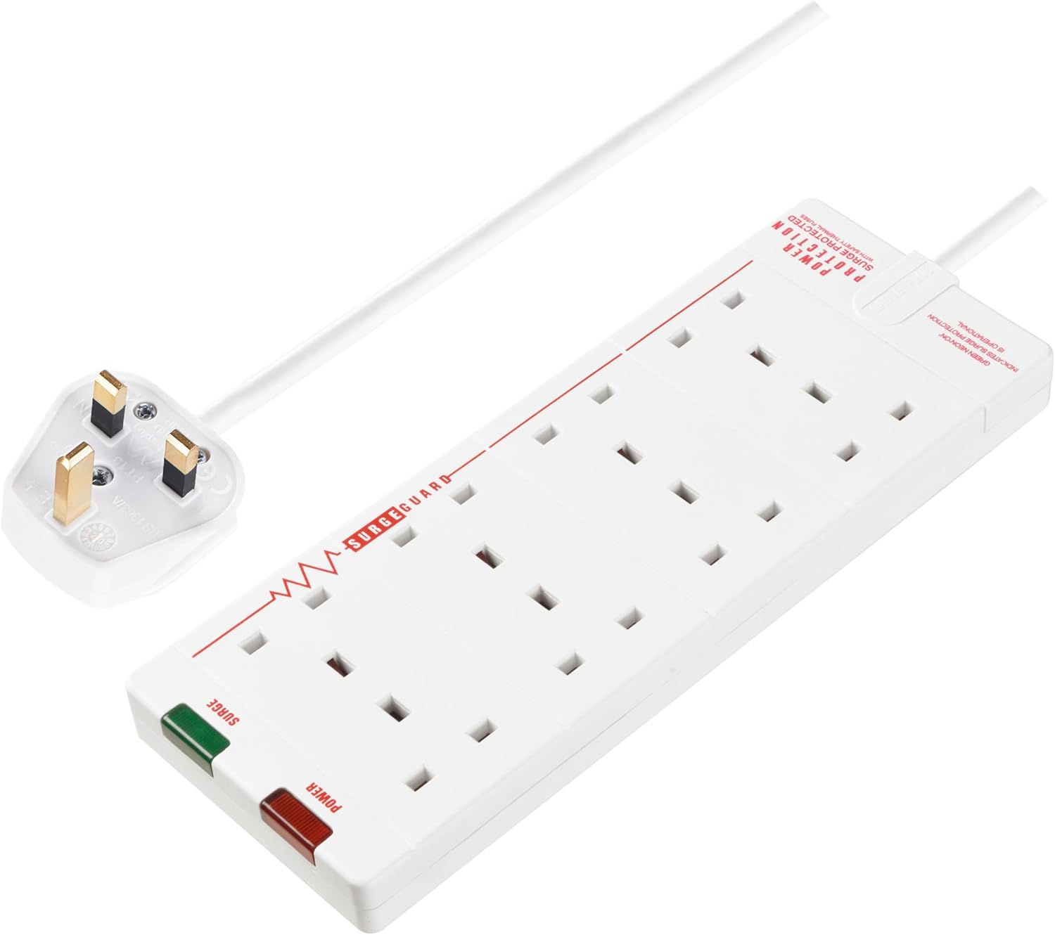 AMK® Masterplug Surge Protected Extension Lead 8 Gang 2m