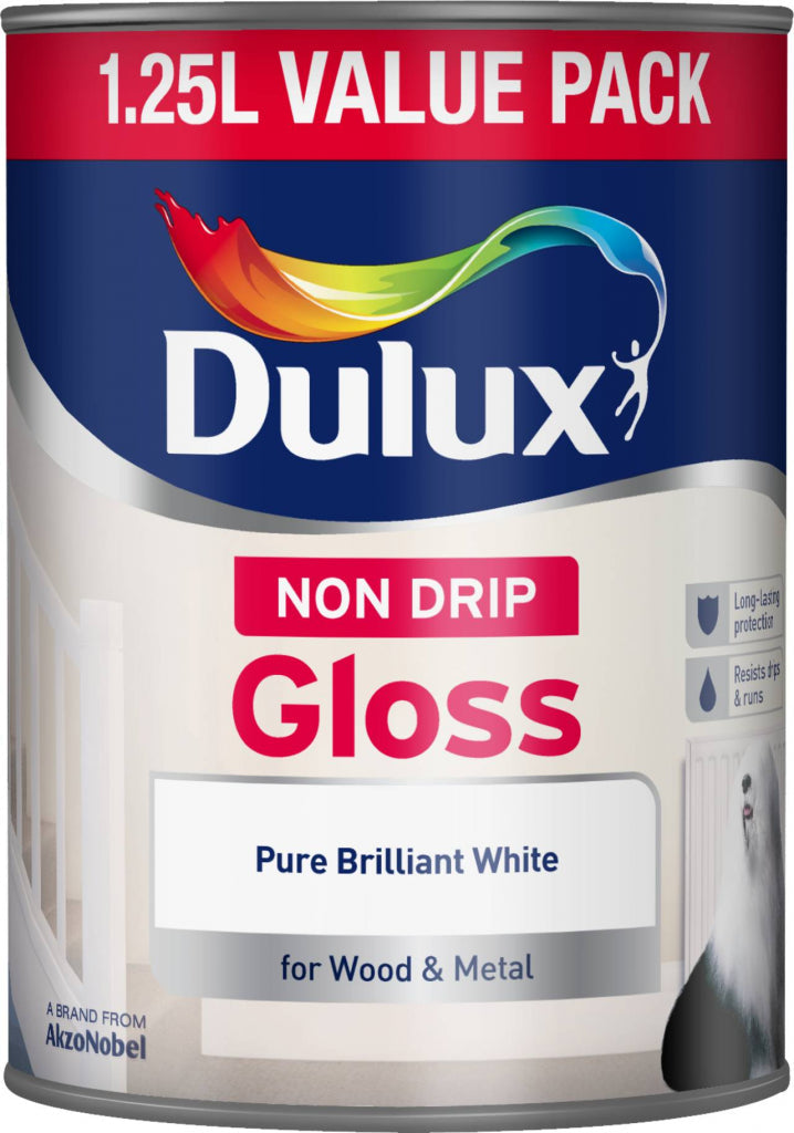AMK® Dulux Non Drip Gloss 1.25L Pure Brilliant White