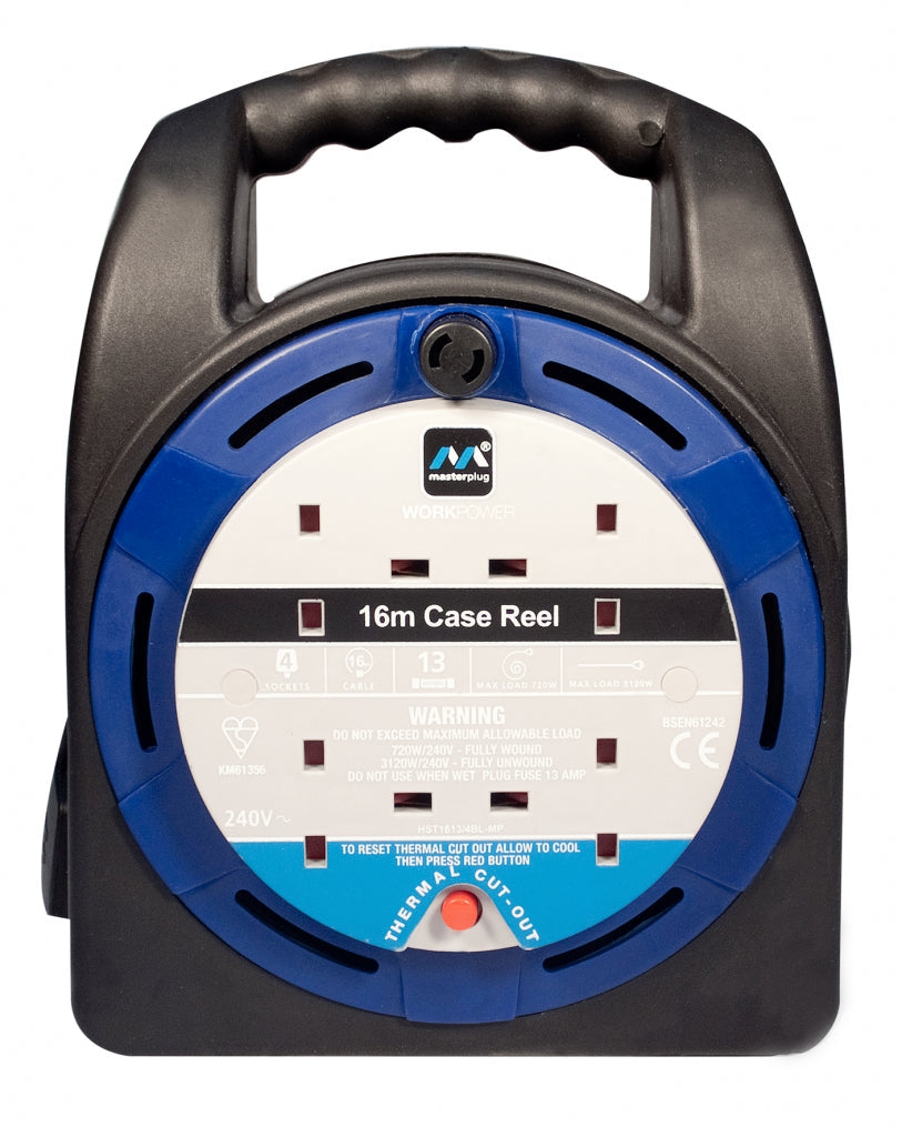 AMK® Masterplug 4 Gang Handbag Cable Reel 16m