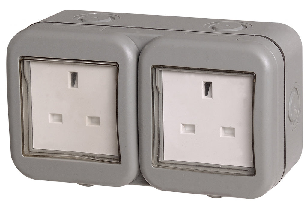 AMK® BG Weatherproof IP55 13Amp Unswitched 2 Gang Socket